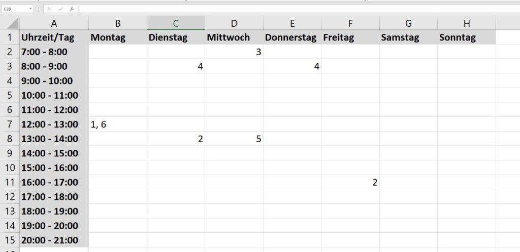 Wochenkalender Sprechstunden Psychotherapeuten